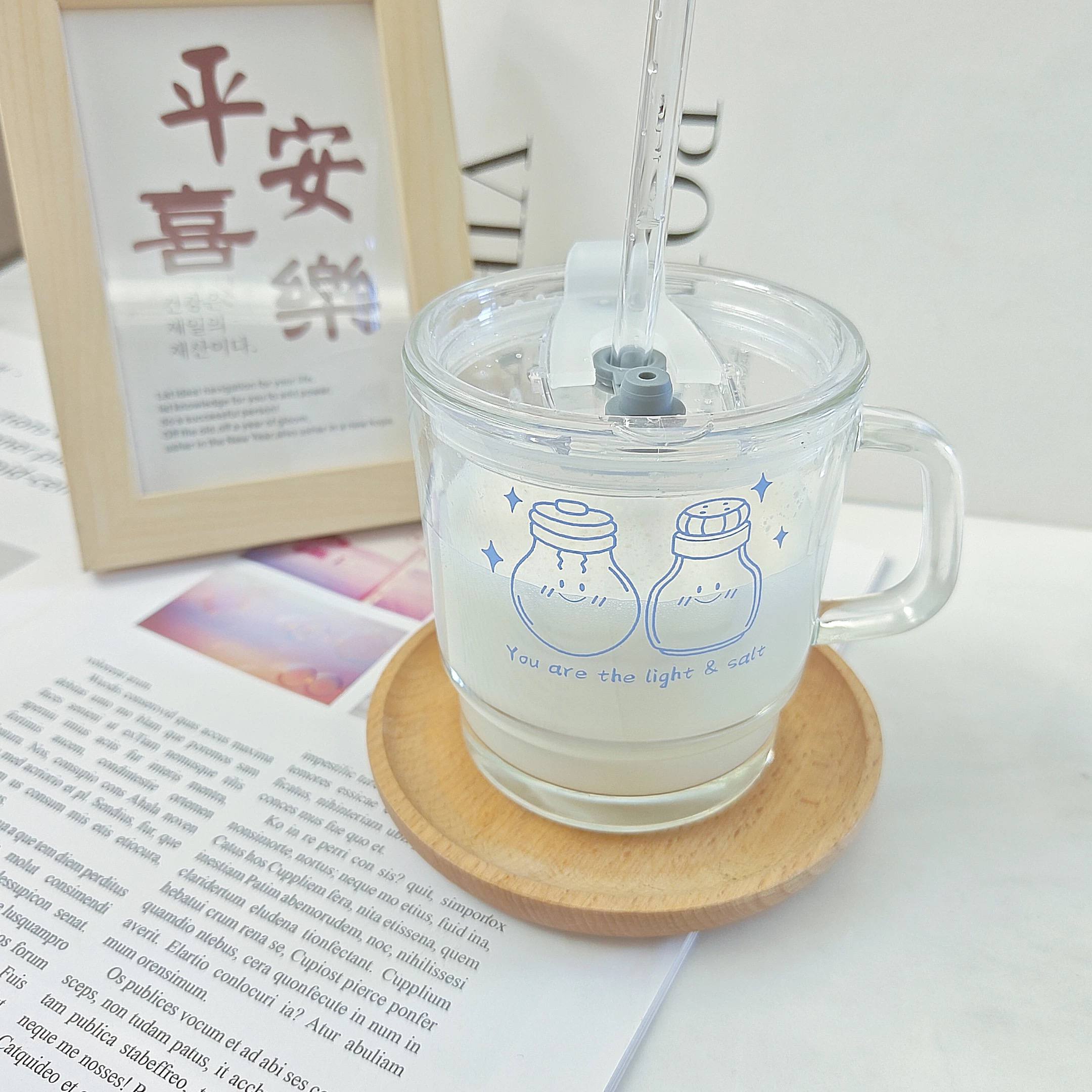 Light & Salt | Glass Mug with Straw