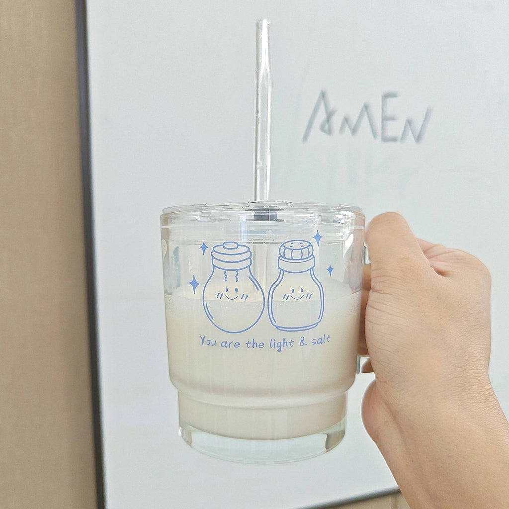 Light & Salt | Glass Mug with Straw