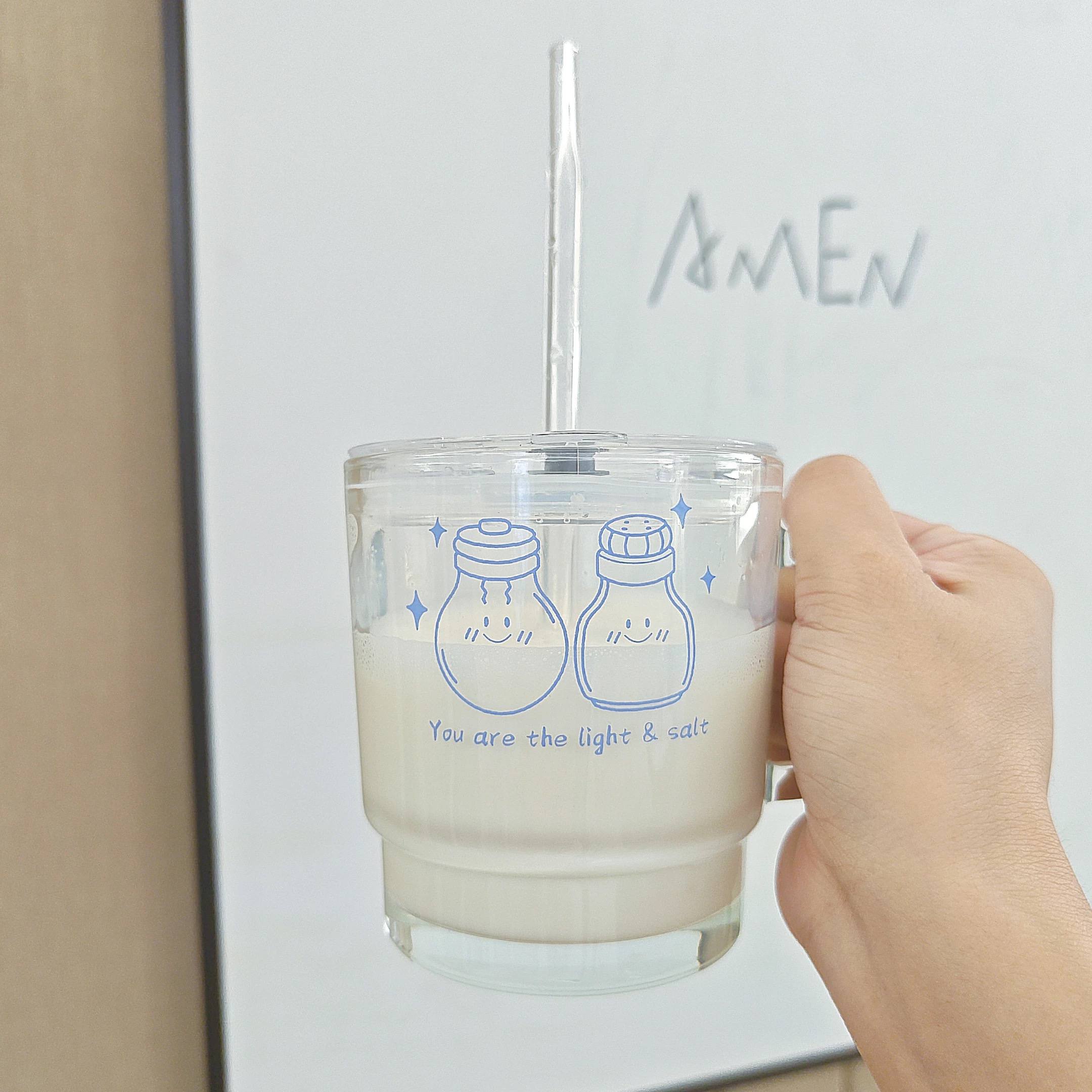 Light & Salt | Glass Mug with Straw