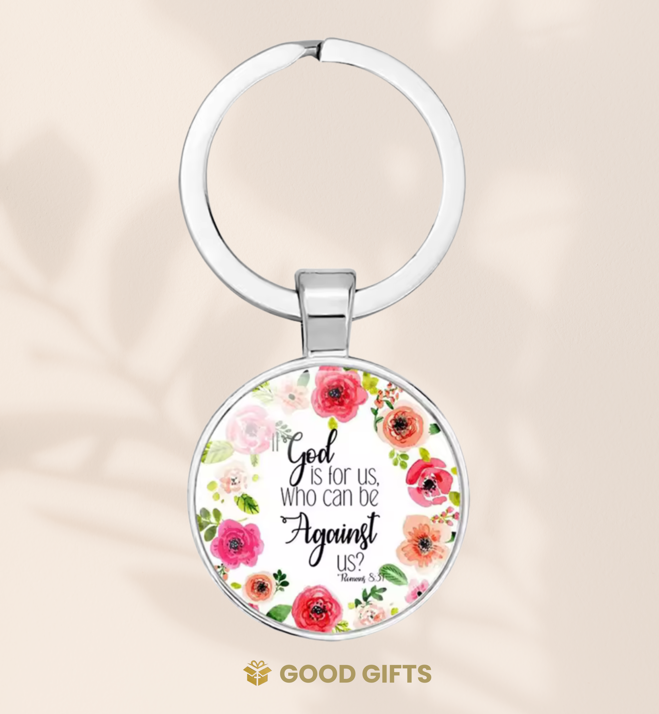 Romans 8:31 | Glass Dome Keychain