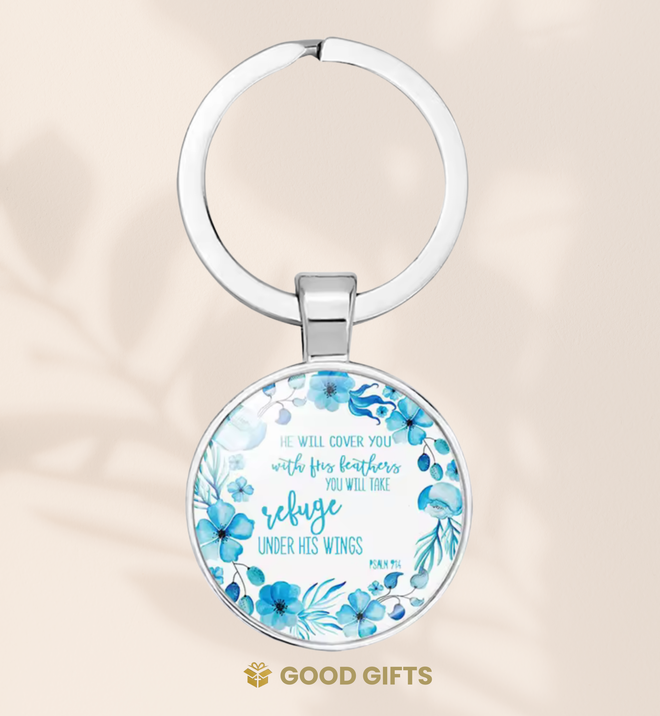 Psalms 91:4 | Glass Dome Keychain