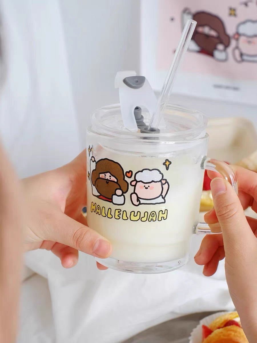 Hallelujah | Glass Mug with Straw