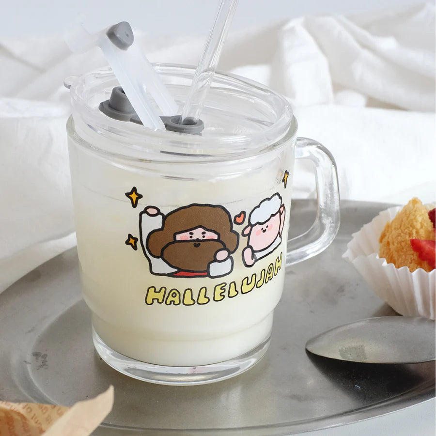 Hallelujah | Glass Mug with Straw