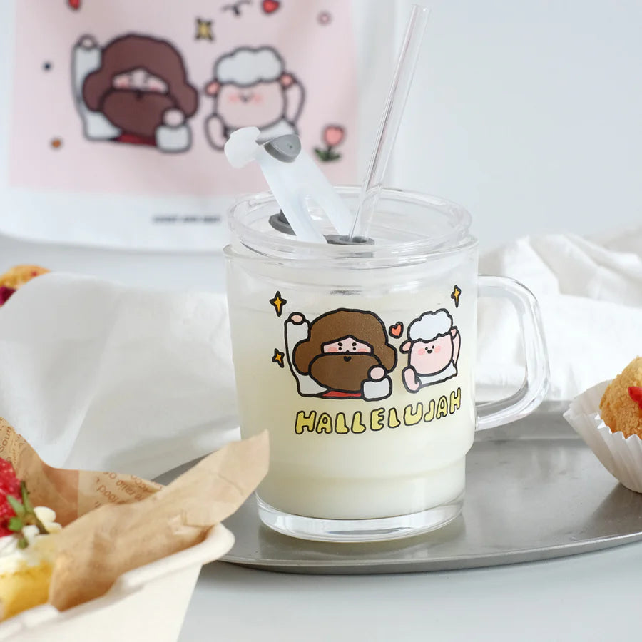 Hallelujah | Glass Mug with Straw